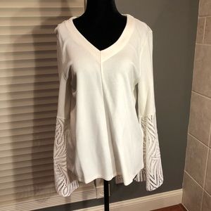 Off white top with lace bell sleeves